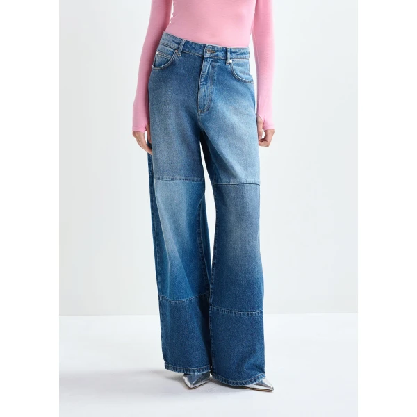 Essentiel Antwerp Blue wide-leg patchwork jeans, view 3