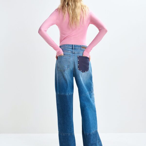 Essentiel Antwerp Blue wide-leg patchwork jeans - Essentiel Antwerp Pants - Colorful Belgian Design - Shop at Coveti