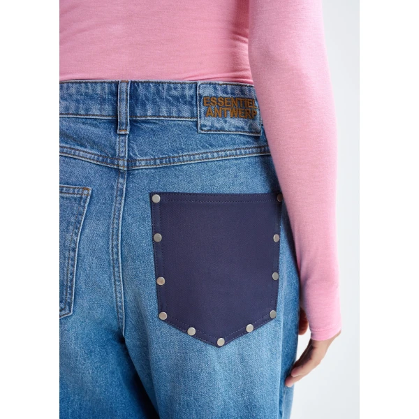 Essentiel Antwerp Blue wide-leg patchwork jeans, view 5
