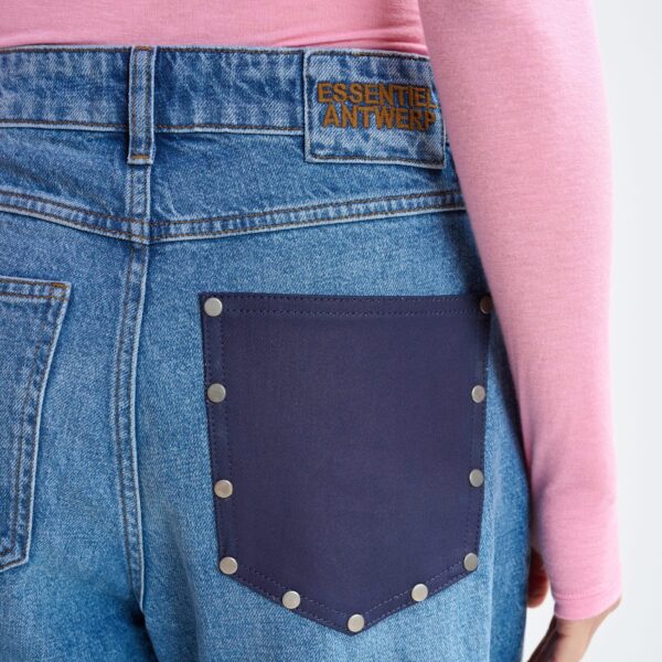 Essentiel Antwerp Blue wide-leg patchwork jeans - Essentiel Antwerp Pants - Colorful Belgian Design - Shop at Coveti