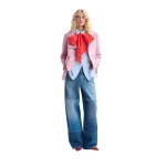 Essentiel Antwerp Blue wide-leg patchwork jeans - Essentiel Antwerp Pants - Colorful Belgian Design - Shop at Coveti