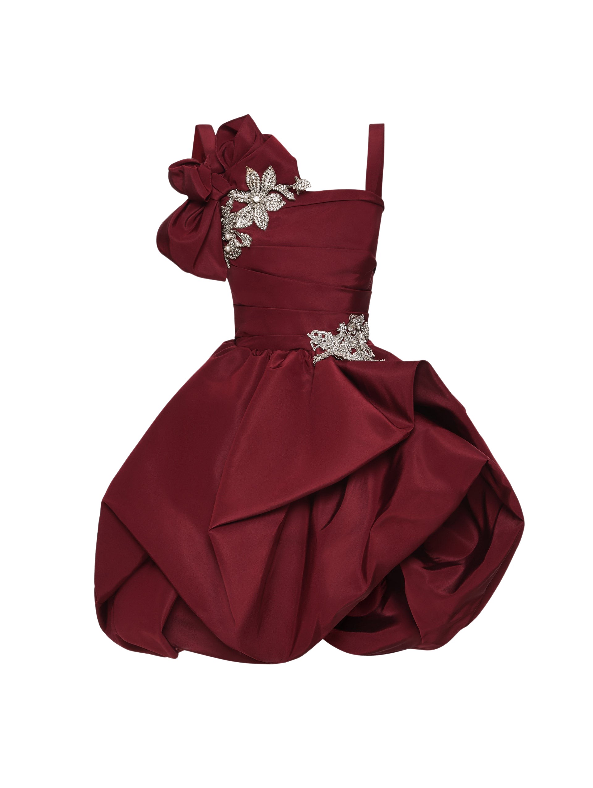 Oscar de la Renta Brooch Embroidered Cocktail Sleeveless Dress