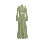 Oscar de la Renta Brooch Embroidered Long Sleeve Caftan - Oscar de la Renta Dresses - American Couture - Shop at Coveti
