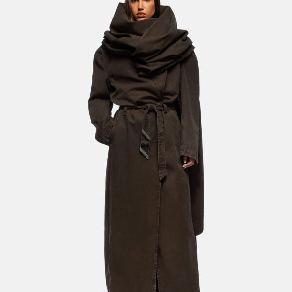 The Attico Brown Long Coat - The Attico Coats - Designed by Gilda Ambrosio & Giorgia Tordini - Shop at Coveti