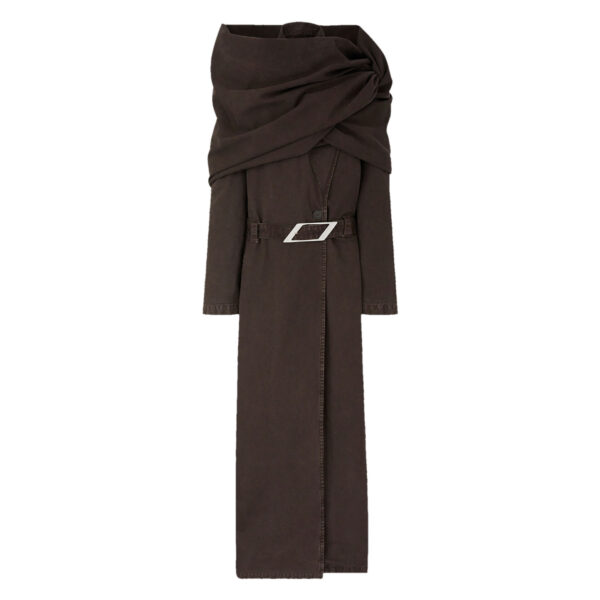 The Attico Brown Long Coat - The Attico Coats - Designed by Gilda Ambrosio & Giorgia Tordini - Shop at Coveti
