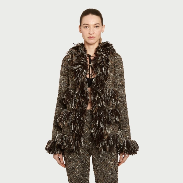 Giambattista Valli Brown Wool Rovings And Bouclé Jacket - Giambattista Valli Jackets - Romantic Couture - Shop at Coveti