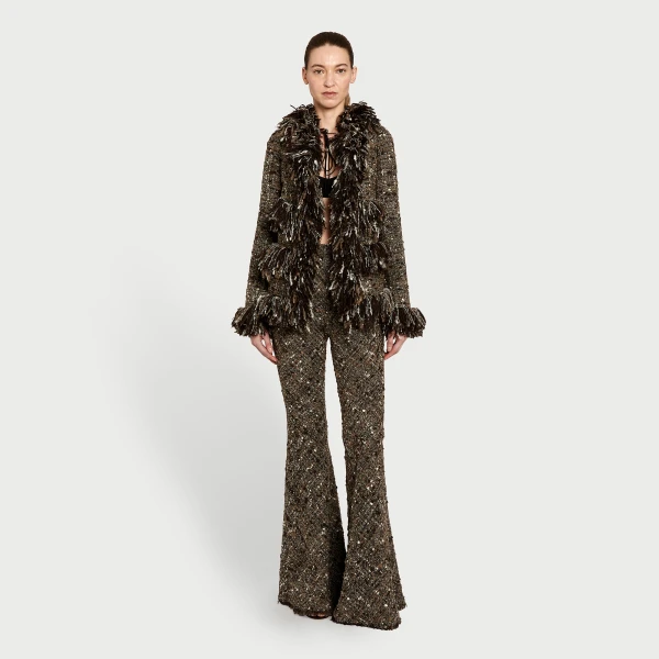 Giambattista Valli Brown Wool Rovings And Bouclé Jacket - Giambattista Valli Jackets - Romantic Couture - Shop at Coveti
