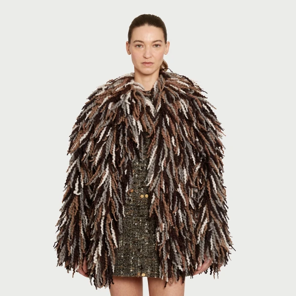 Giambattista Valli Brown Wool Rovings Coat - Giambattista Valli Coats - Romantic Couture - Shop at Coveti