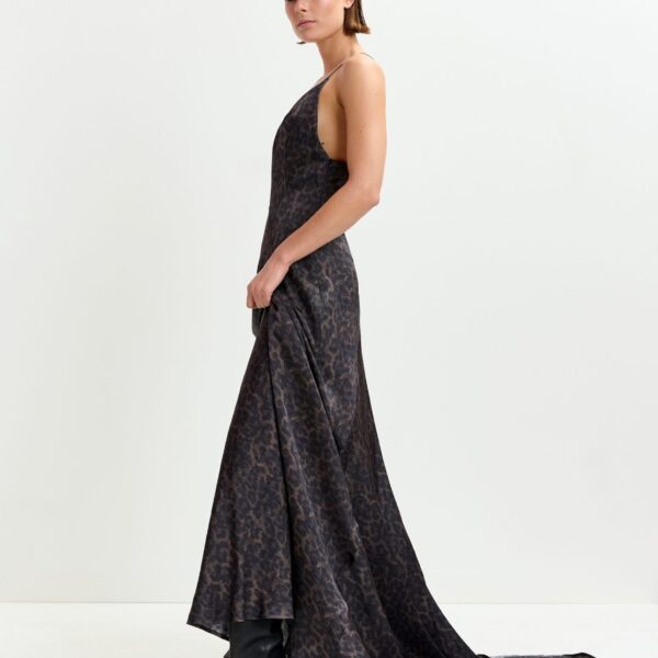 Essentiel Antwerp Brown and black leopard print maxi slip dress - Essentiel Antwerp Dresses - Colorful Belgian Design - Shop at Coveti