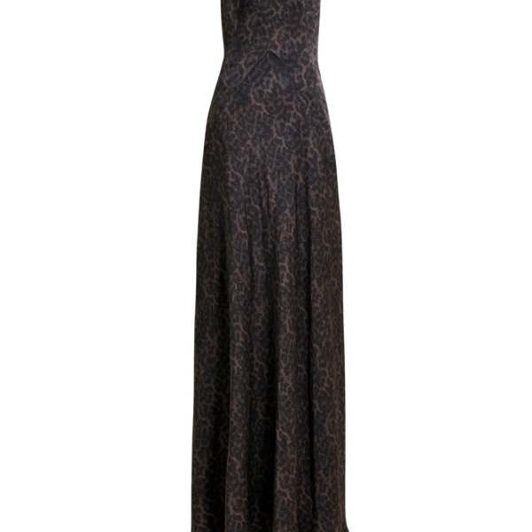 Essentiel Antwerp Brown and black leopard print maxi slip dress - Essentiel Antwerp Dresses - Colorful Belgian Design - Shop at Coveti