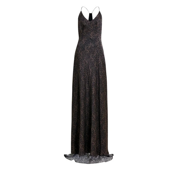 Essentiel Antwerp Brown and black leopard print maxi slip dress - Essentiel Antwerp Dresses - Colorful Belgian Design - Shop at Coveti