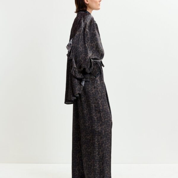 Essentiel Antwerp Brown and black leopard print wide-leg pants - Essentiel Antwerp Pants - Colorful Belgian Design - Shop at Coveti
