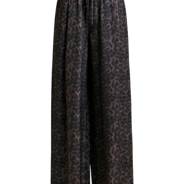 Essentiel Antwerp Brown and black leopard print wide-leg pants - Essentiel Antwerp Pants - Colorful Belgian Design - Shop at Coveti