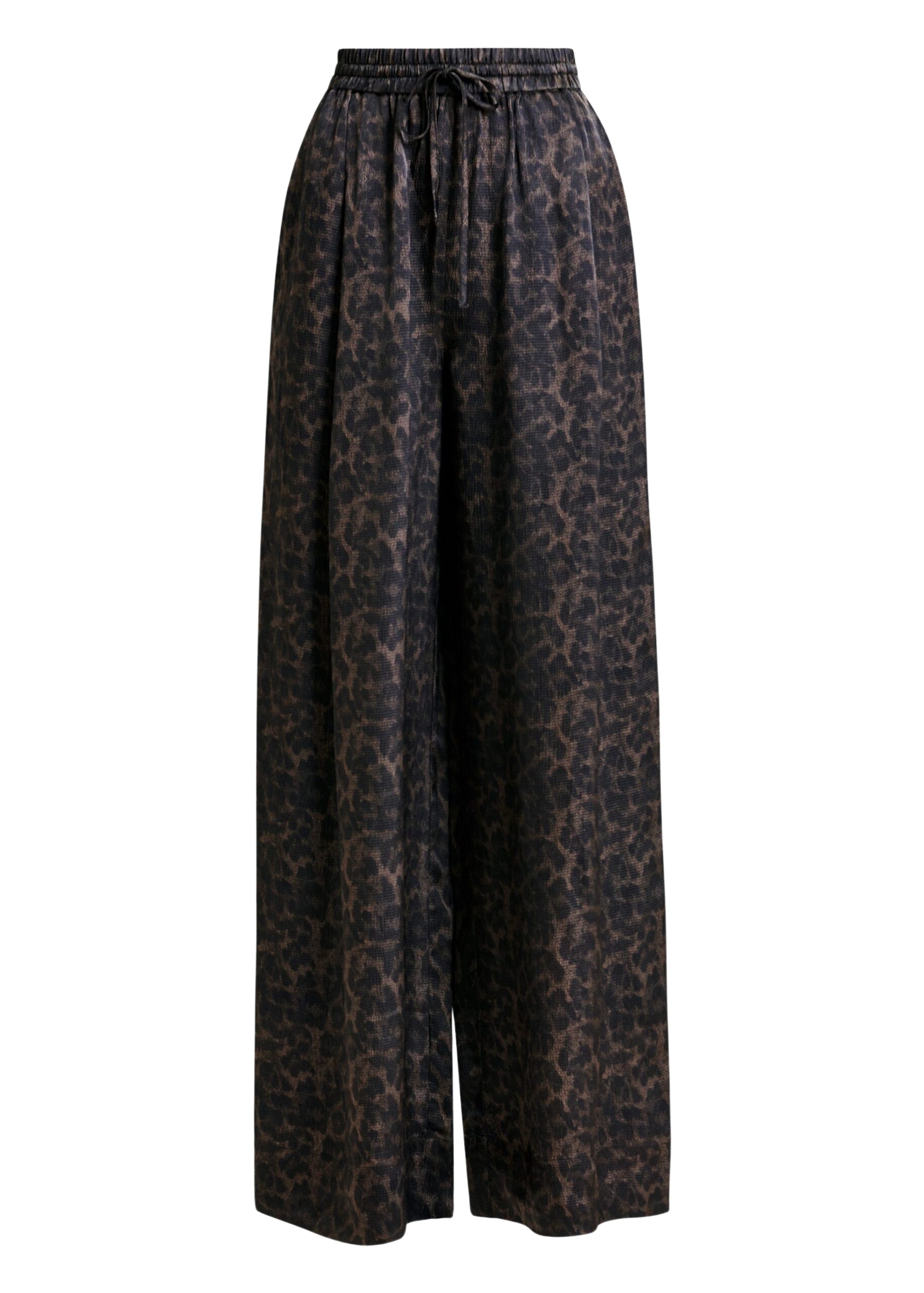 Essentiel Antwerp Brown and black leopard print wide-leg pants