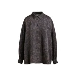 Essentiel Antwerp Brown and black ruffle-trimmed oversized leopardprint shirt - Essentiel Antwerp Shirts - Colorful Belgian Design - Shop at Coveti