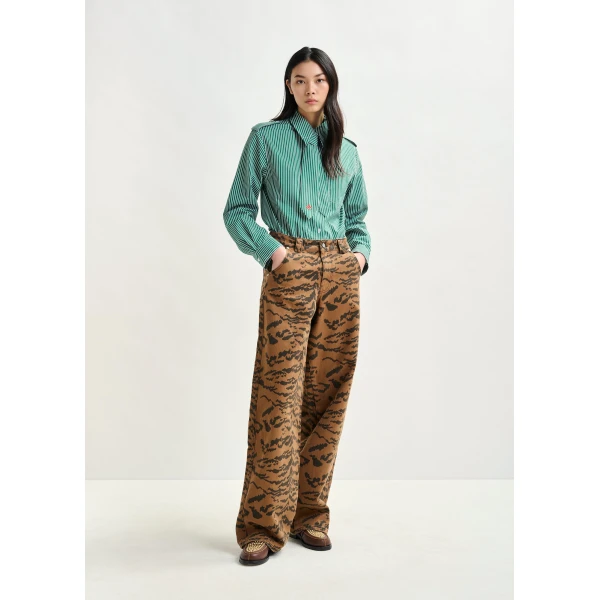 Essentiel Antwerp Brown and black tiger-print tapered-leg jeans, view 2