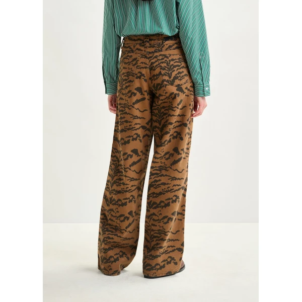 Essentiel Antwerp Brown and black tiger-print tapered-leg jeans, view 5