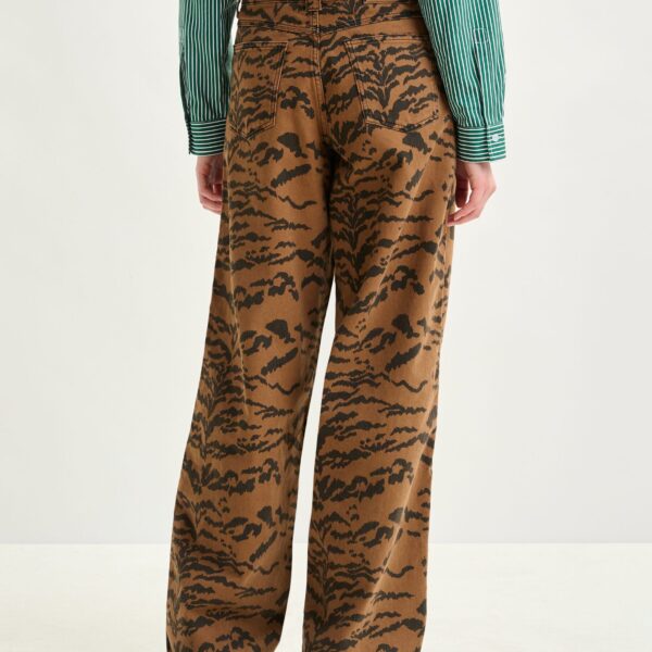 Essentiel Antwerp Brown and black tiger-print tapered-leg jeans - Essentiel Antwerp Pants - Colorful Belgian Design - Shop at Coveti