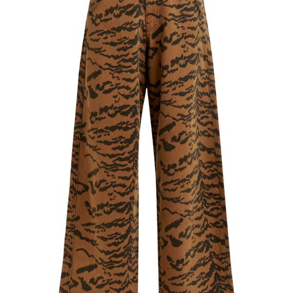 Essentiel Antwerp Brown and black tiger-print tapered-leg jeans - Essentiel Antwerp Pants - Colorful Belgian Design - Shop at Coveti