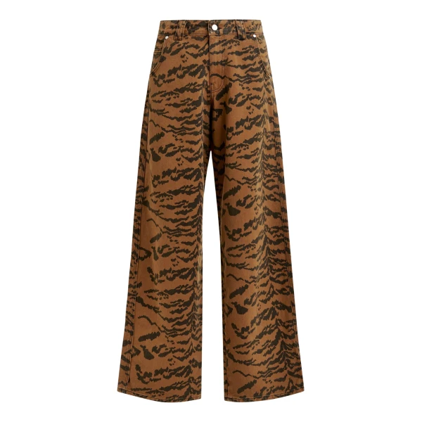 Essentiel Antwerp Brown and black tiger-print tapered-leg jeans - Essentiel Antwerp Pants - Colorful Belgian Design - Shop at Coveti