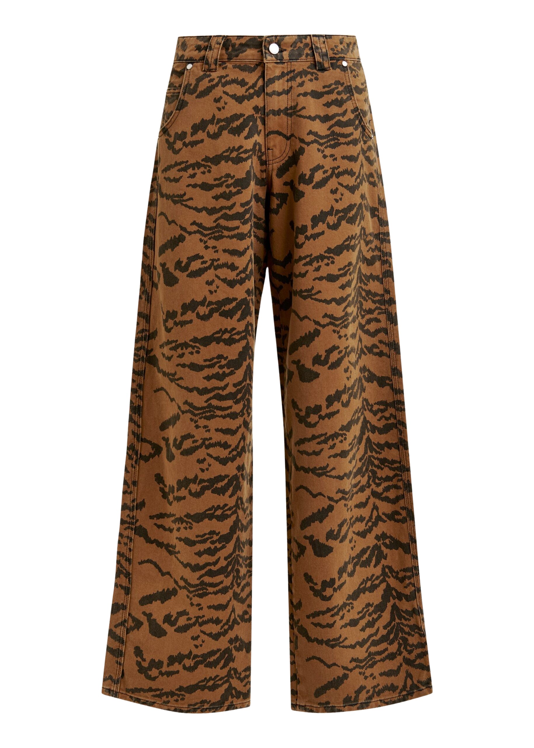 Essentiel Antwerp Brown and black tiger-print tapered-leg jeans