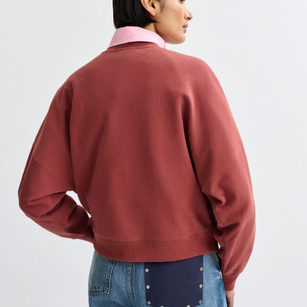 Essentiel Antwerp Brown cotton sweatshirt with off-white floral sequin and bead-embellished embroidery - Essentiel Antwerp Shirts - Colorful Belgian Design - Shop at Coveti