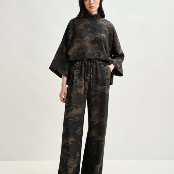 khaki and black wide-leg pants - Essentiel Antwerp Pants - Colorful Belgian Design - Shop at Coveti