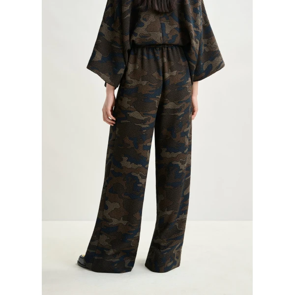 Essentiel Antwerp Brown, khaki and black wide-leg pants, view 4