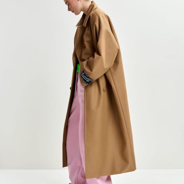 Essentiel Antwerp Brown oversized trenchcoat - Essentiel Antwerp Coats - Colorful Belgian Design - Shop at Coveti