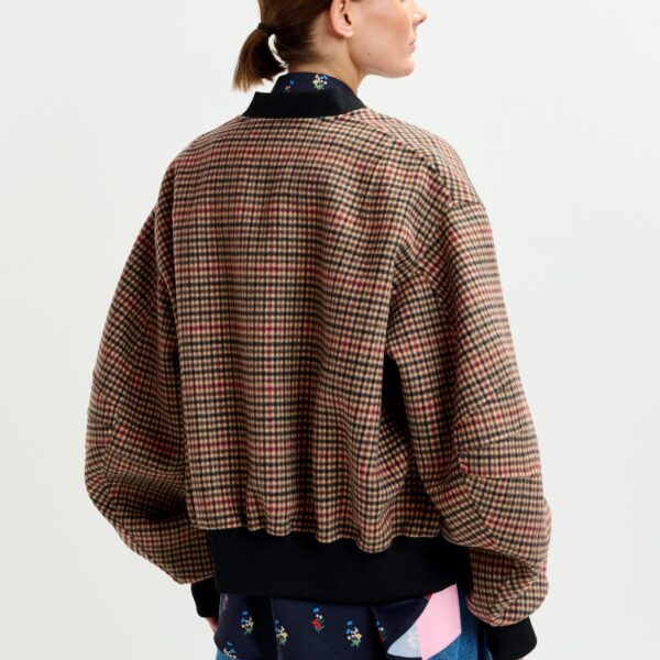 red and black checked wool bomber jacket - Essentiel Antwerp Jackets - Colorful Belgian Design - Shop at Coveti