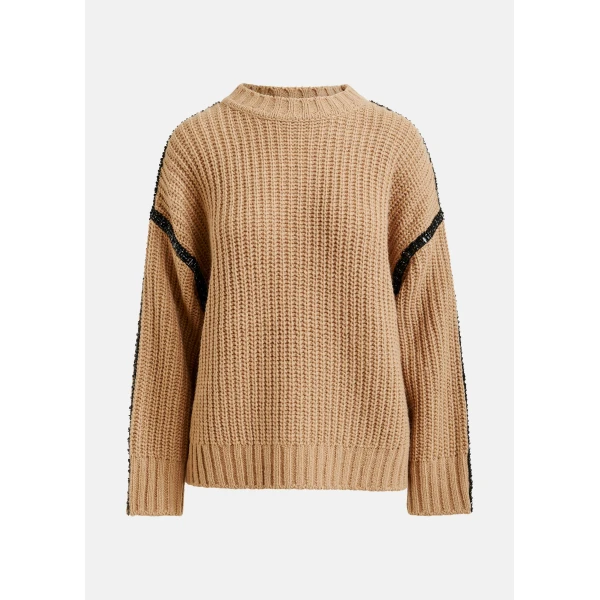 Essentiel Antwerp Brown wool-blend turtleneck with detachable collar and rhinestone embellishments Knit, view 2