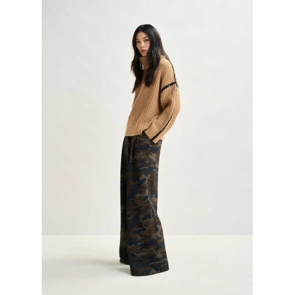 Essentiel Antwerp Brown wool-blend turtleneck with detachable collar and rhinestone embellishments Knit, view 4