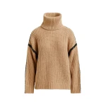 Essentiel Antwerp Brown wool-blend turtleneck with detachable collar and rhinestone embellishments - Essentiel Antwerp Knitwear - Colorful Belgian Design - Shop at Coveti