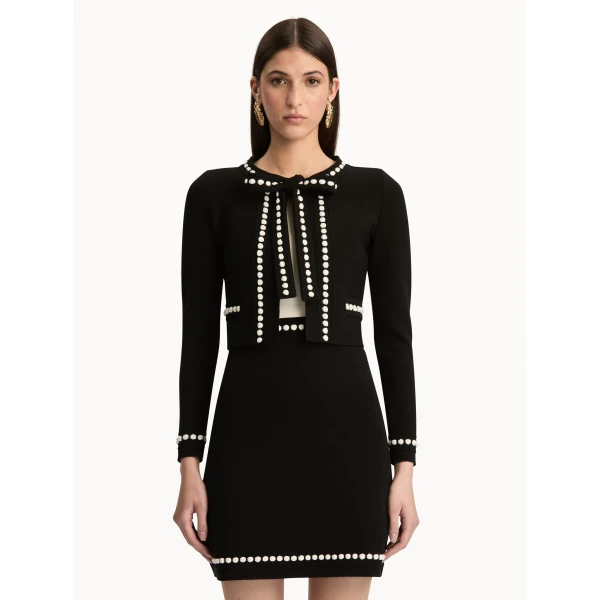 Oscar de la Renta Bubble Trim Cardigan - Oscar de la Renta Knitwear - American Couture - Shop at Coveti