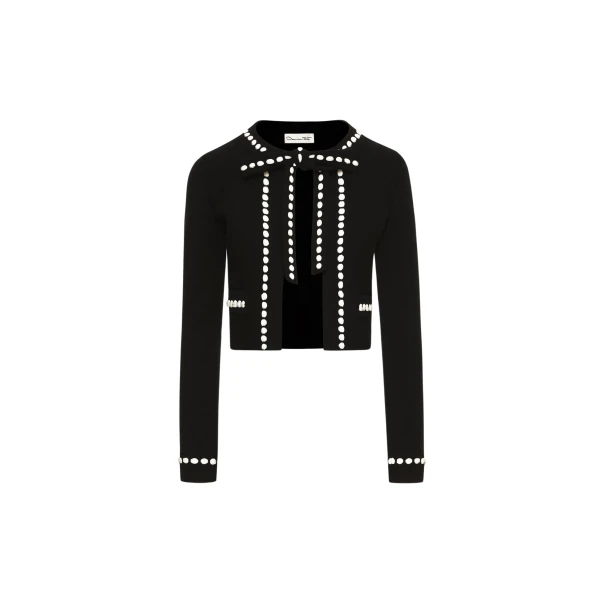 Oscar de la Renta Bubble Trim Cardigan - Oscar de la Renta Knitwear - American Couture - Shop at Coveti