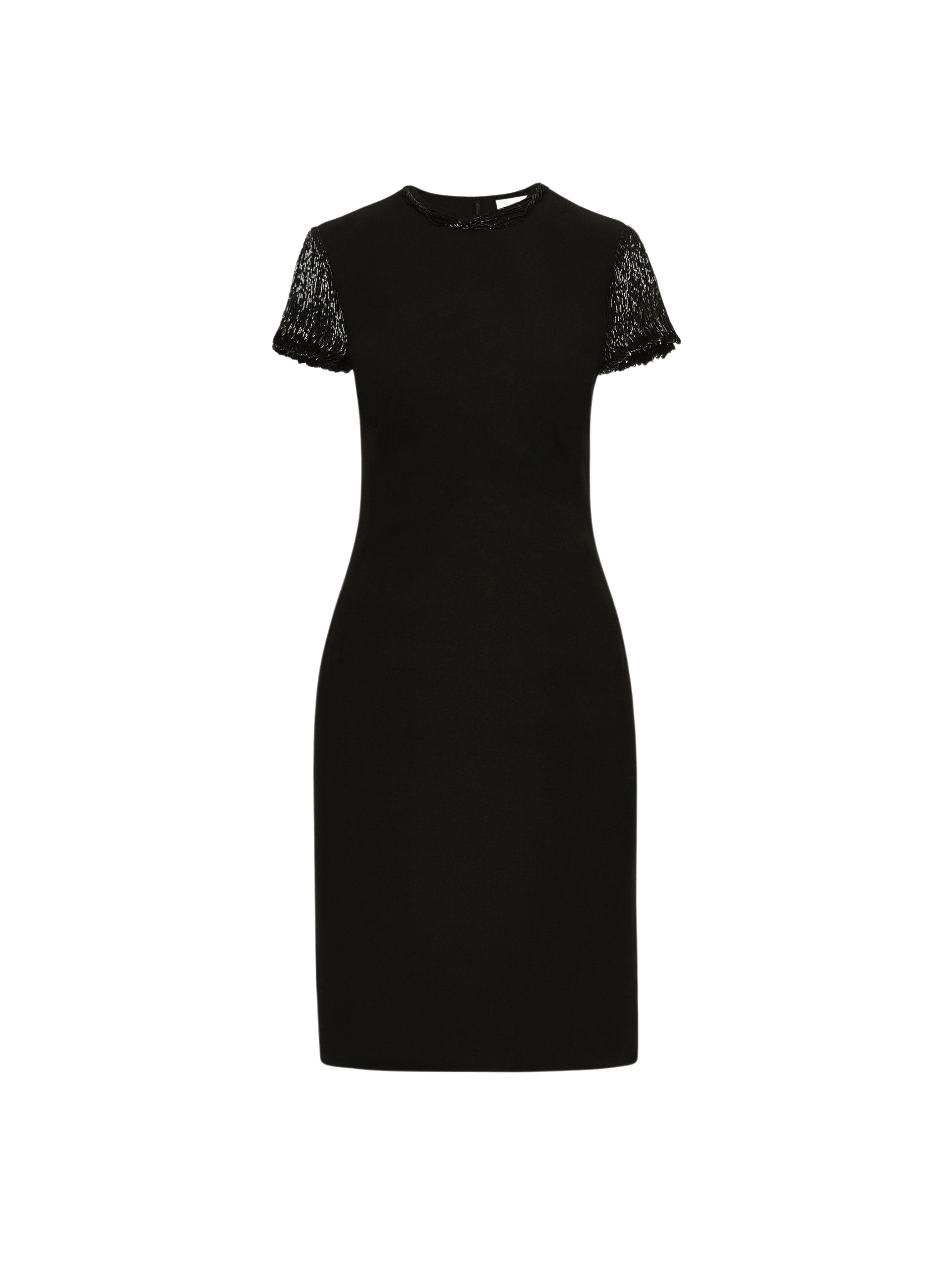 Oscar de la Renta Bugle Bead Embroidered Cocktail Dress