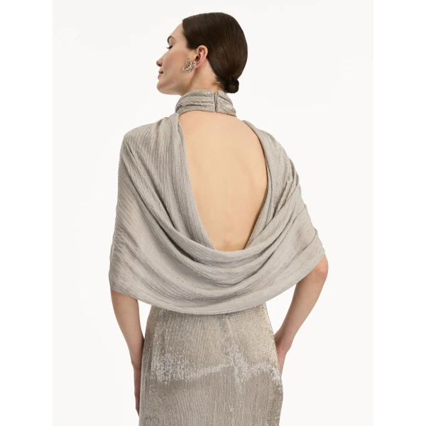 Oscar de la Renta Bugle Bead Lamé Draped Gown - Oscar de la Renta Dresses - American Couture - Shop at Coveti