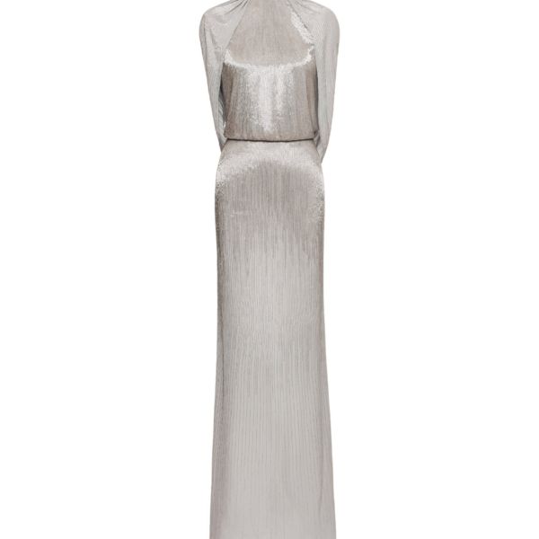 Oscar de la Renta Bugle Bead Lamé Draped Gown - Oscar de la Renta Dresses - American Couture - Shop at Coveti