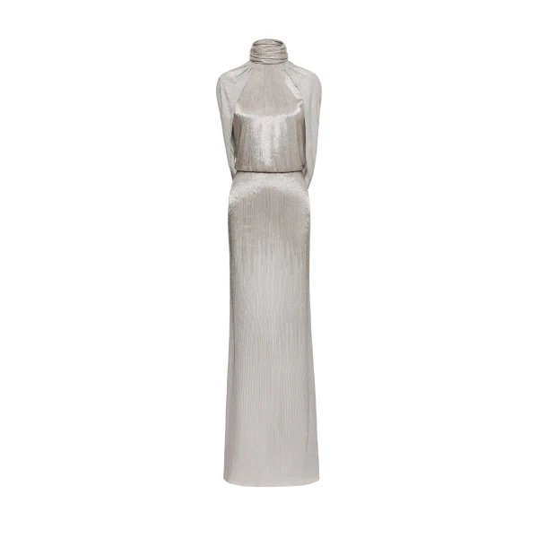 Oscar de la Renta Bugle Bead Lamé Draped Gown - Oscar de la Renta Dresses - American Couture - Shop at Coveti
