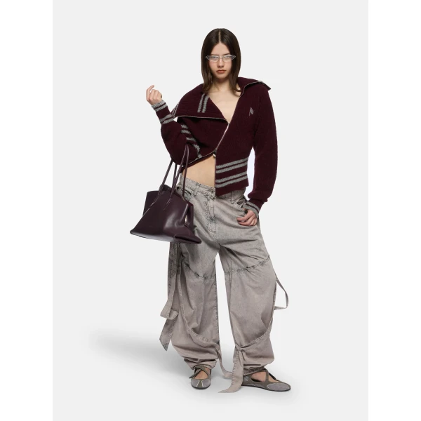 The Attico Burgundy Cardigan, view 4