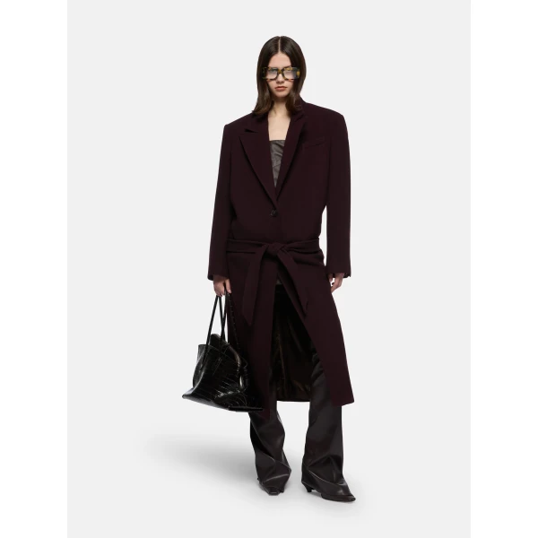 The Attico Burgundy Long Coat, view 2
