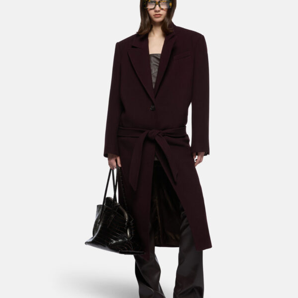 The Attico Burgundy Long Coat - The Attico Coats - Designed by Gilda Ambrosio & Giorgia Tordini - Shop at Coveti