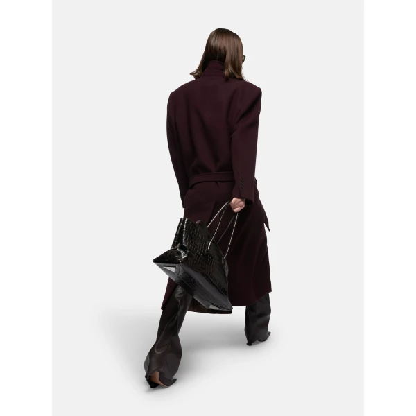 The Attico Burgundy Long Coat, view 4
