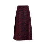 Essentiel Antwerp Burgundy and black tiger-print A-line knit midi skirt - Essentiel Antwerp Skirts - Colorful Belgian Design - Shop at Coveti