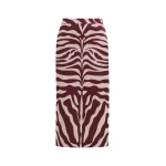 Essentiel Antwerp Burgundy and off-white maxi-length skirt with zebraprint - Essentiel Antwerp Skirts - Colorful Belgian Design - Shop at Coveti