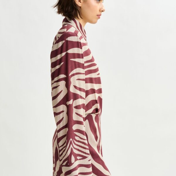 Essentiel Antwerp Burgundy and off-white zebra-jacquard mini dress - Essentiel Antwerp Dresses - Colorful Belgian Design - Shop at Coveti