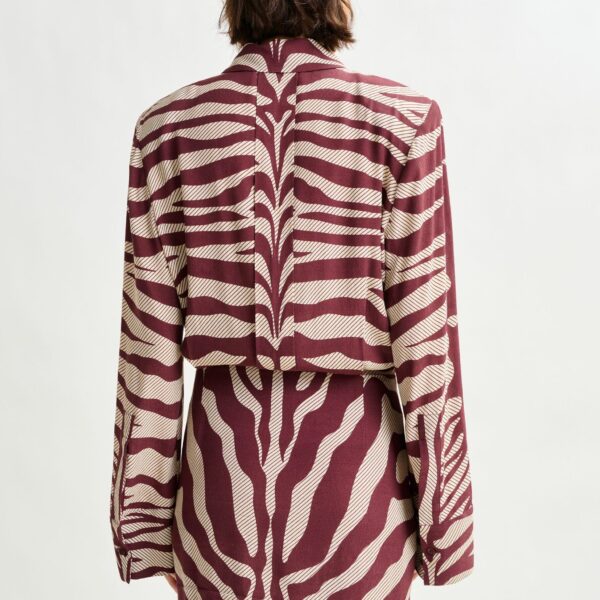Essentiel Antwerp Burgundy and off-white zebra-jacquard mini dress - Essentiel Antwerp Dresses - Colorful Belgian Design - Shop at Coveti