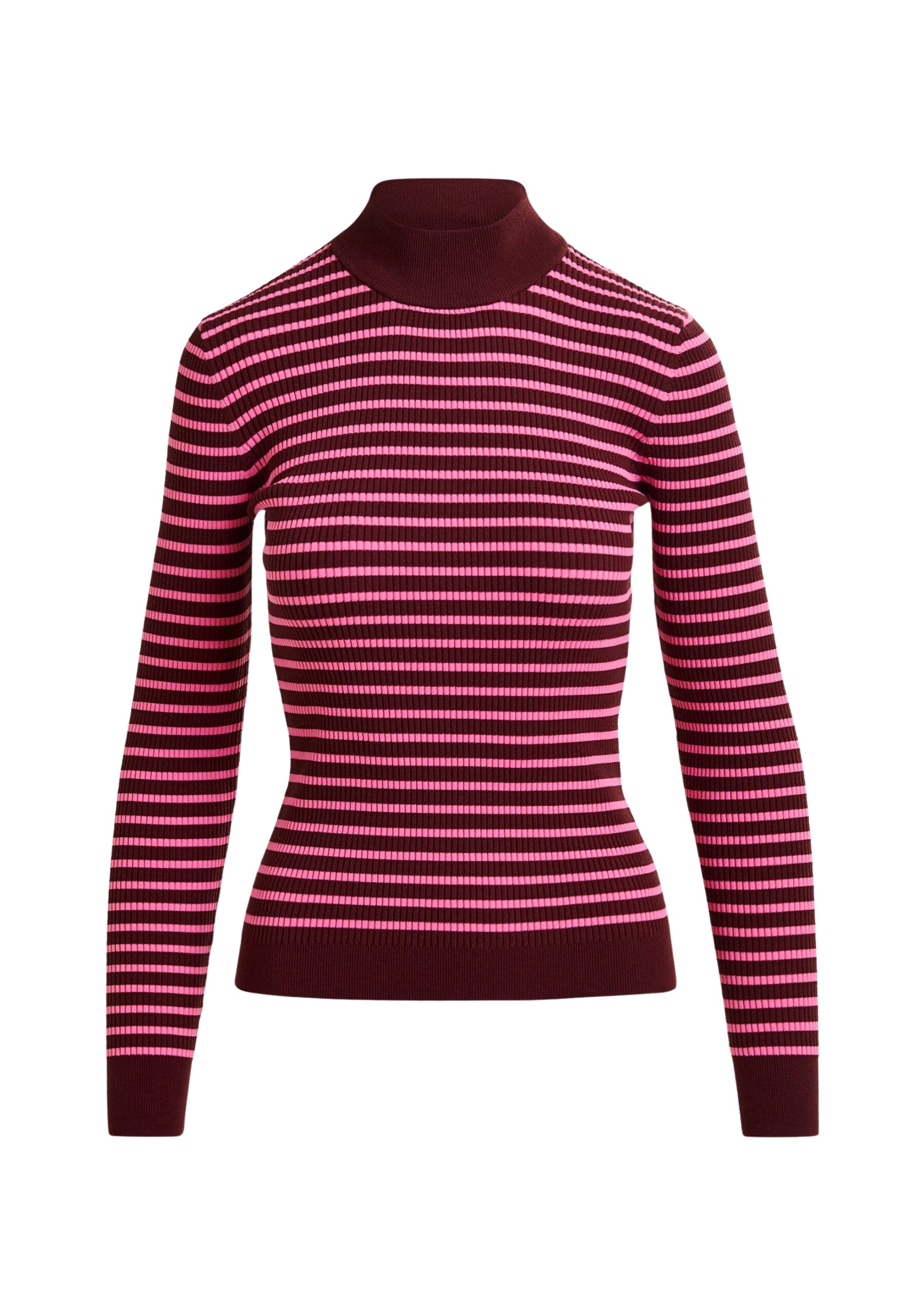 Essentiel Antwerp Burgundy and pink striped sweater - Essentiel Antwerp Knitwear - Colorful Belgian Design - Shop at Coveti