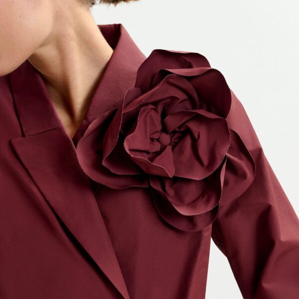 Essentiel Antwerp Burgundy bodysuit with self-fabric flower - Essentiel Antwerp Bodysuit - Colorful Belgian Design - Shop at Coveti