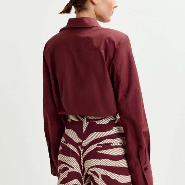 Essentiel Antwerp Burgundy bodysuit with self-fabric flower - Essentiel Antwerp Bodysuit - Colorful Belgian Design - Shop at Coveti